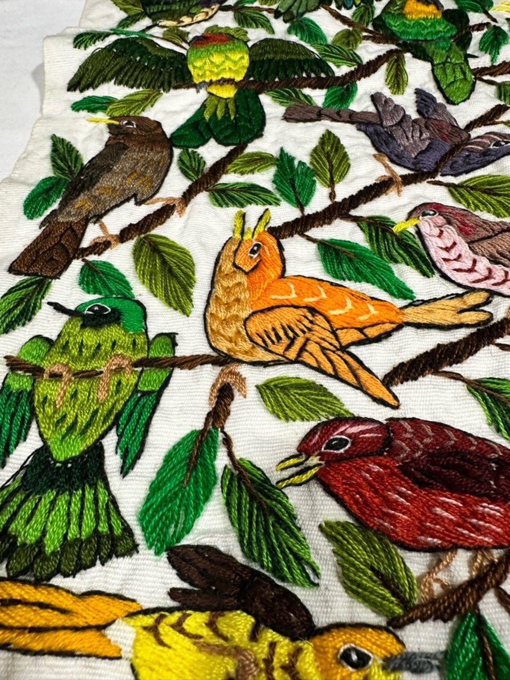 Vintage Hand Embroidered Guatemalan Bird Textile | Santiago Atitlán Folk Art - Picture 2 of 8